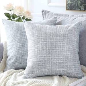 lot 12455 image: OTOSTAR Linen Throw Pillow Covers Set of 2 Decorative Square Pillowcases Cushion Covers 13x13 Inch for Home Decor Sofa Bedroom Car 34 x 34 CM Blue Grey