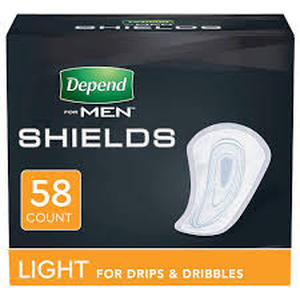 lot 19018 image: Depend Fresh Protection Shields for Men Light 58-Count, 2 Boxes