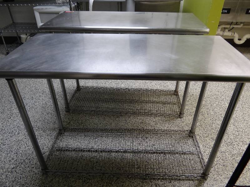 lot 6330 image: Stainless Prep Table with  Bottom Shelf