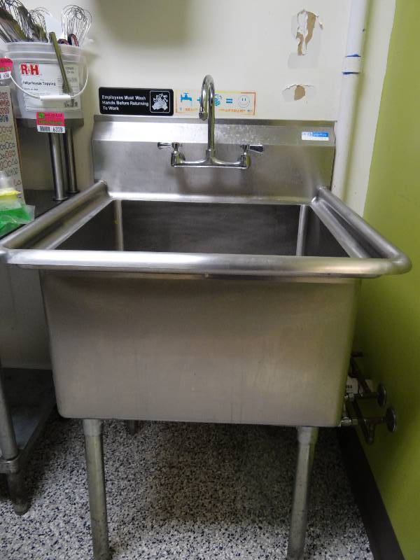 lot 6350 image: Large Stainless Free Standing Sink