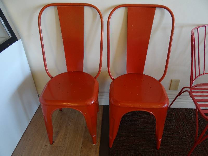 lot 6374 image: Lot of (2) Orange Chairs