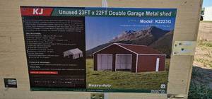 lot 7982 image: Unused&nbspKJ K2223G Double Garage Metal Shed 23x22FT All-Steel Structure