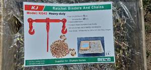 lot 7985 image: Unused&nbspKJ KG43 Heavy-Duty Ratchet Chain Binder with Transport Grade Chain 3720 lbs WLL