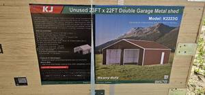 lot 7988 image: Unused&nbspKJ 23FT x 22FT Double Garage Metal Shed Model K2223G