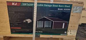 lot 7966 image: Unused&nbspDouble Garage Steel Barn Shed Model K3325G - 33FT x 25FT