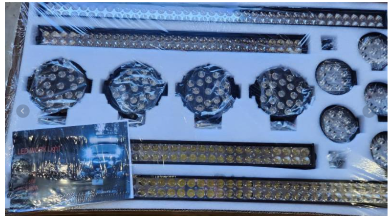 lot 2025 image: UNUSED 2025 JCT - Sixteen (16) Piece Set of LED Work Lights, Combination Series - 8pcs 27w, 4pcs 51w, 2pcs 180w, 2pcs 240w