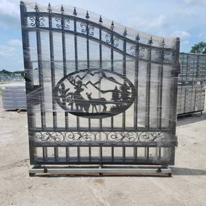 lot 4024 image: Custom Decorative Metal Gate with Wildlife Scene  14 Ft Farm Gates