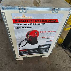 lot 2677 image: Unused Landhonor 2025 Diesel Fuel Transfer Pump-Comes with 49-ft hose reel