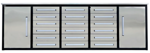 lot 4009 image: Chery Industrial 10ft 18-Drawer Stainless Steel Workbench