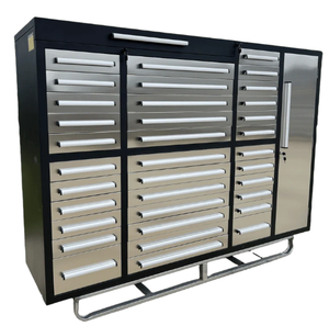 lot 4015 image: Chery Industrial 7ft 35-Drawer Stainless Steel Workbench Tool Chest&nbsp
