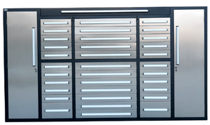 lot 4016 image: Chery Industrial 9ft 34-Drawer Stainless Steel Workbench Tool Chest&nbsp