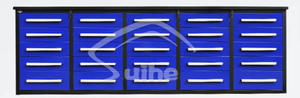 lot 4018 image: Industrial Multi-Drawer Tool Cabinet with Blue Drawers - 10Ft by 25 Drawer&nbsp