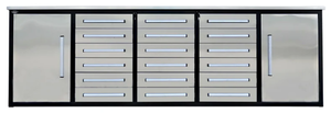 lot 4014 image: Chery 10 ft Stainless Steel Workbench with 18 Drawers &amp 2 Cabinets&nbsp