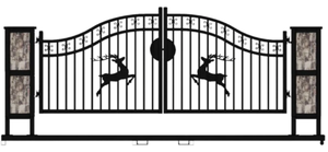 lot 4050 image: 20ft Wrought Steel Driveway Gate with Post  Double Arch