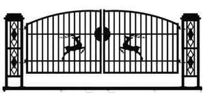lot 4051 image: 20ft Wrought Steel Driveway Gate with Post  Single Arch