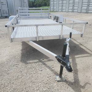 lot 62 image: Aluminum Utility Trailer with Diamond Plate Deck and Rail Kit - 138 x 78