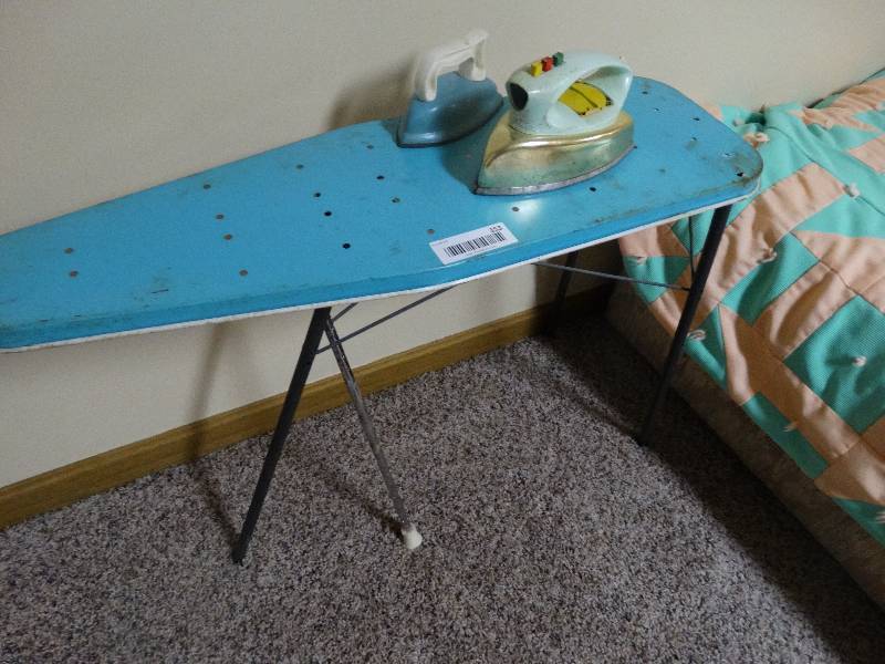 lot 353 image: Small Childs ironing board & 2 irons