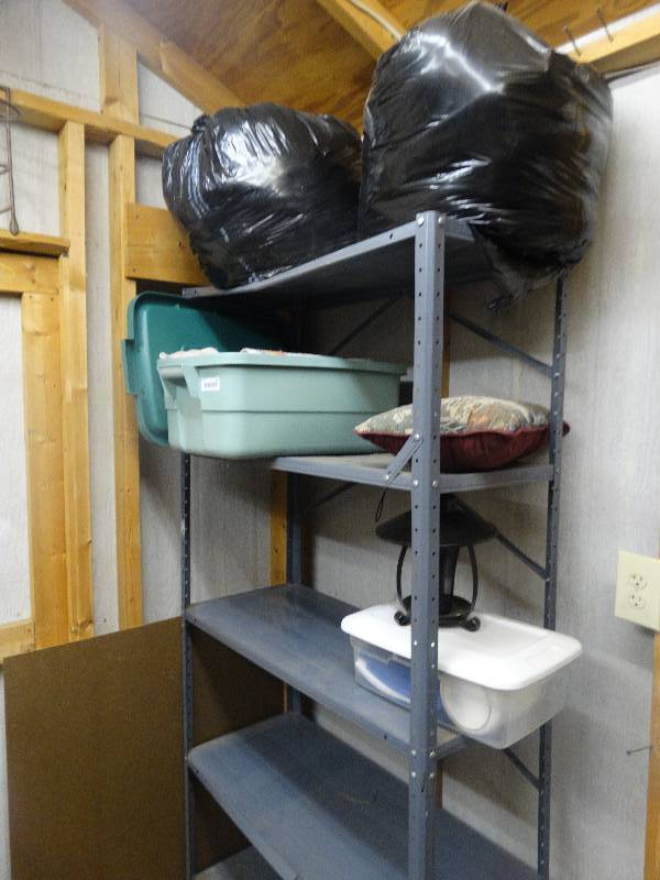 lot 430 image: Metal shelf & contents