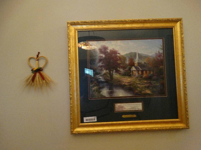 lot 165 image: Framed Thomas Kincaid Dreams of Living Water w scripture- 20 x 20