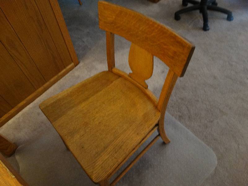 lot 170 image: Antique oak chair & plastic chair mat