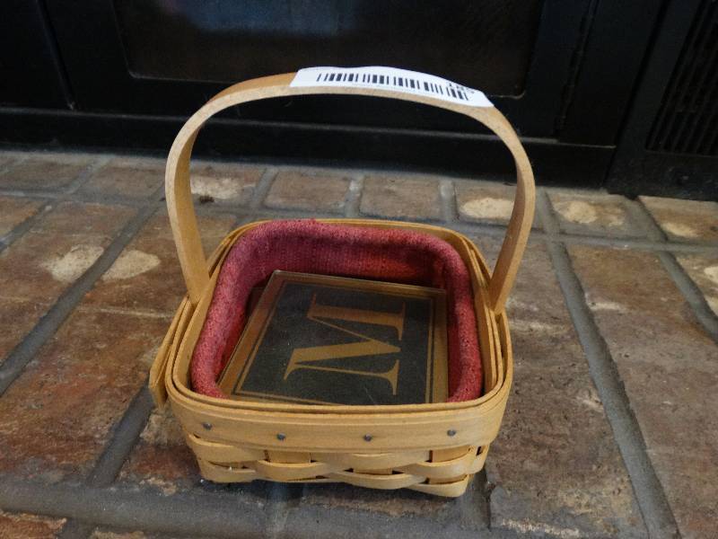 lot 185 image: Longaberger coaster basket w handle