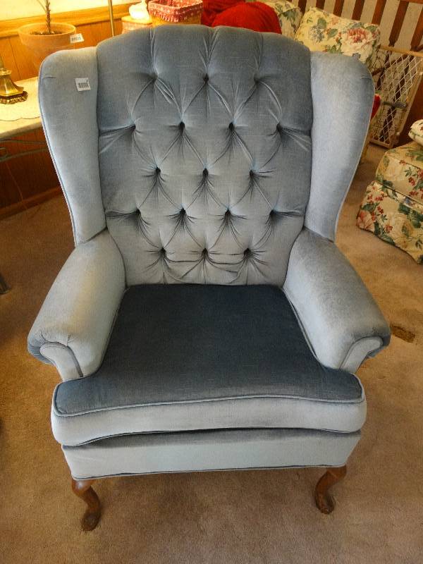 lot 189 image: Blue wingback chair