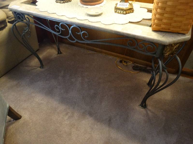 lot 190 image: Faux marble & glass sofa table