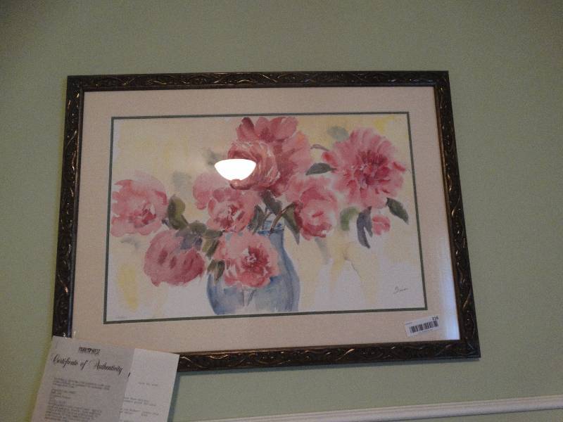 lot 216 image: Framed print peonies in position By Tina Smith- Signed & numbered w certificate
