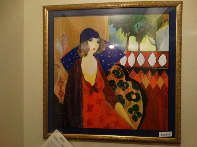 lot 219 image: Large framed print-Indigo Chapeau Signed Itzchak Tarkay