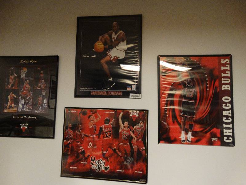 lot 285 image: Michael Jordan Chicago Bulls framed posters