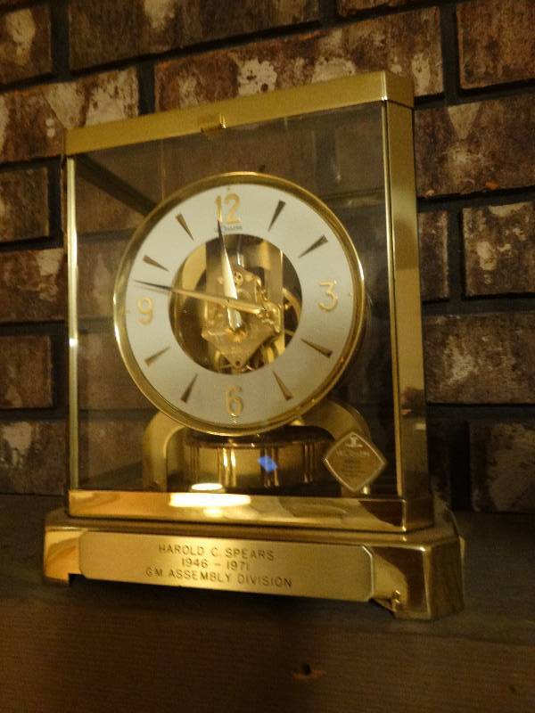 lot 299 image: LeCoultre Brass heavy mantle clock