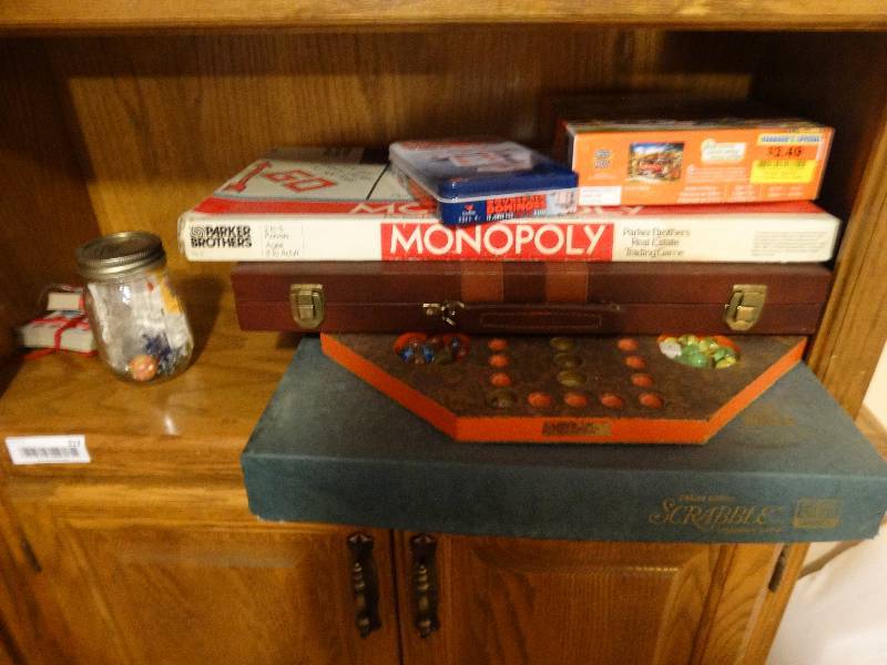 lot 313 image: Lot of various board games metal sign tins misc.