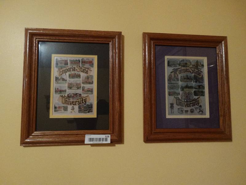 lot 328 image: Emporia State framed print & K-state framed print