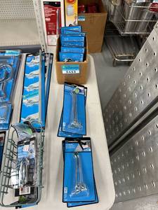 lot 3453 image: Lot of 21- New Crawford 4in & 2in Straight Hooks & Locking Curved Hooks 21 Pieces in Original Packaging