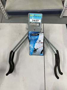 lot 3457 image: New Crawford Set of Two Flip Up Bike Hangers