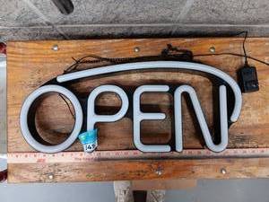 lot 3490 image: LED Open Sign with Flash Mode - 12VDC White Neon Style
