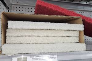 lot 3492 image: Lot of Five - Floor Cleaning Pads 12x18 White with a Red 12 x 24