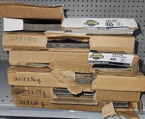 lot 3494 image: Large Lot of Gator 12x18 Stick-On Sandpaper Sheets - Multiple Grits
