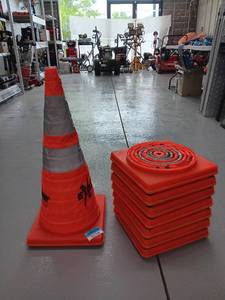 lot 3538 image: Lot of 8 - Pack-A-Cone Collapsible Light Up Safety Cone with Reflective Stripes