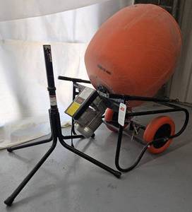 lot 3318 image: Kushlan 600 Series Portable Electric Concrete Mixer - Polyethylene Drum 6.0 cu. ft.  5-6 Bags of 60 lbs. Premixed Concrete