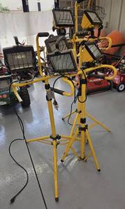 lot 3329 image: Set of Three (3) Double Worklights with Stands