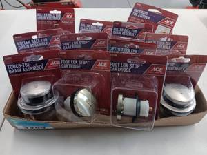 lot 3349 image: 13 Pieces In Original Packaging UNUSED ACE Hardware Bathtub Drain Assembly Lot - Multiple Styles