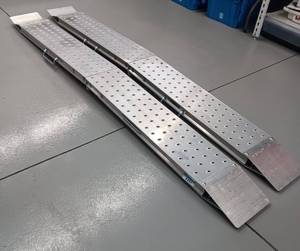 lot 3351 image: Aluminum Loading Ramps (8ft x 9in) with Perforated Non Slip Surface - Pair