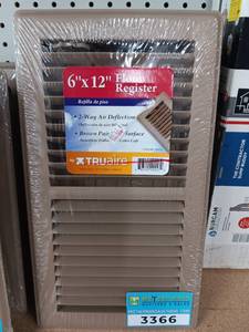 lot 3366 image: Lot of 3- UNUSED TRUaire 6x12 Floor Register Brown 2-Way Air Deflection Vent