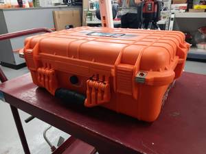 lot 3386 image: Apache 4800 Weatherproof Protective Case w Pick-Apart Foam - Orange Hard Shell Protective Case w IP65 Water & Dust Proof Rating - 18 x 12 78 x 7 58. Impact Resistant Construction w Customizable Foam Interior