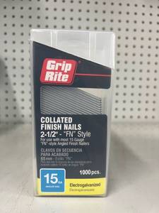 lot 3416 image: Lot of 4 Boxes - Grip Rite Collated 2-12in FN Style 15 GA Finish Nails - 1000 Per Box