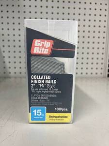 lot 3417 image: Lot of 4 Boxes - Grip Rite Collated 2in FN Style 15 GA Finish Nails - 1000 Per Box