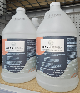 lot 3571 image: Lot of Two (2) - One Gallon Clean Republic Disinfectant  Sanitizer 1 Gallon Commercial Grade Jugs - Retail $64