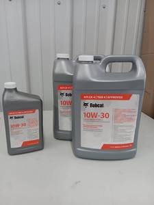 lot 3574 image: Lot of 3 - New Unopened Bobcat 10W-30 API CK-4 Tier 4 High Performance Engine Oil - Two 1-Gallon Jugs and 1 Qt Jug