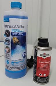 lot 3579 image: Project Pro PerfectMix Extreme Concentrate Cleaner For Pressure Washers 32oz Bottle Makes 50 Gallons & Briggs & Stratton Pump Saver Bundle Winterization Can For Pressure Washer